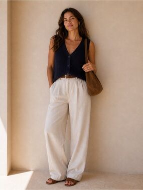 Classic Blue Knit Button-Front Vest Sweater - 100% cotton - Preppy Collegiate